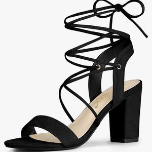 Allegra K Womens Lace Up Block High Heels Sandals - size 9 - BRAND NEW